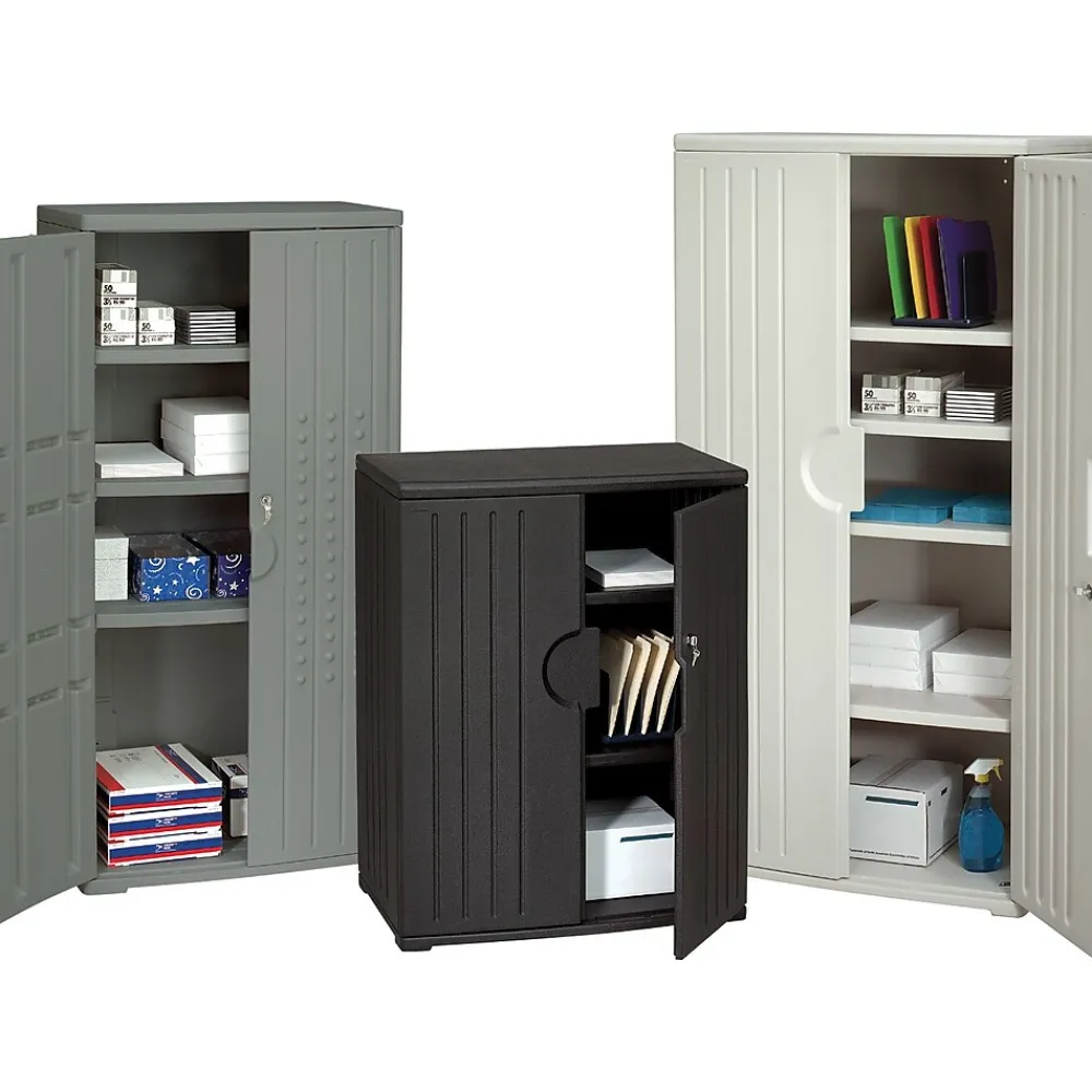 Storage Cabinets*ICEBERG ® Officeworks® Polyethylene Storage Cabinet, Non-Assembled, 46Hx36Wx22D", Black