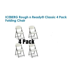 Folding & Stacking*ICEBERG Rough 'N Ready Plastic Folding Chairs, Platinum Granite, 4/Carton (64033)
