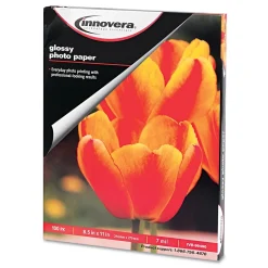 Photo Paper*Innovera Glossy Photo Paper, 8.5" x 11", 100 Sheets/Pack (IVR99490)