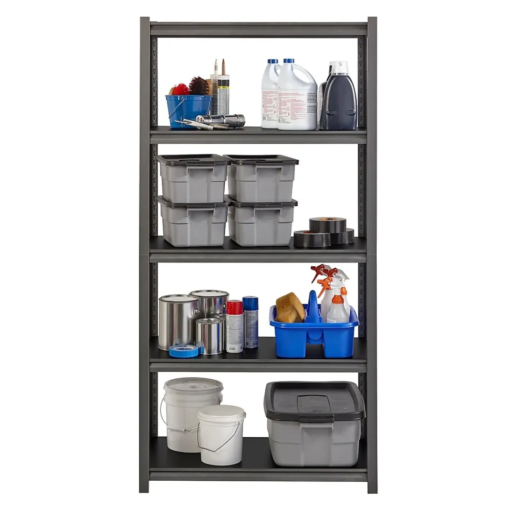 Shelving*Iron Horse 3200 Concealed Rivet 5-Shelf Metal Stand Alone Shelving Unit, 36" W, Gray (20996)