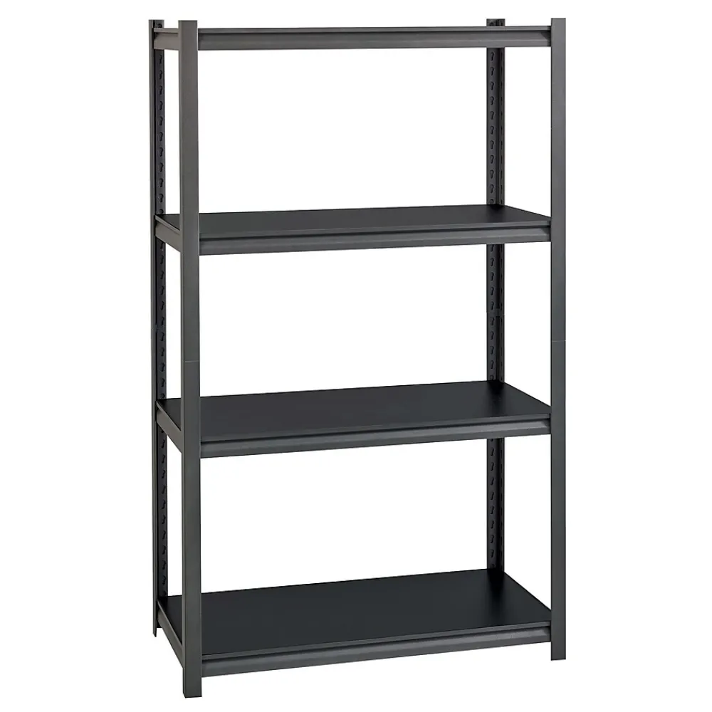 Shelving*Iron Horse 3200 Concealed Rivet 4-Shelf Metal Stand Alone Shelving Unit, 36" W, Gray (20995)