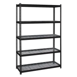 Shelving*Iron Horse 2300 lb. Wire Rivet Series 5-Shelf Metal/Wire Deck Shelving Unit, 48"W, Black (22131)