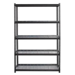 Shelving*Iron Horse 2300 lb. Wire Rivet Series 5-Shelf Metal/Wire Deck Shelving Unit, 48"W, Black (22131)