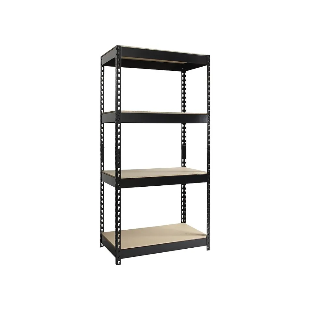 Shelving*Iron Horse Rivet Series 4-Shelf Metal Unit, 30"W, Black (17125)