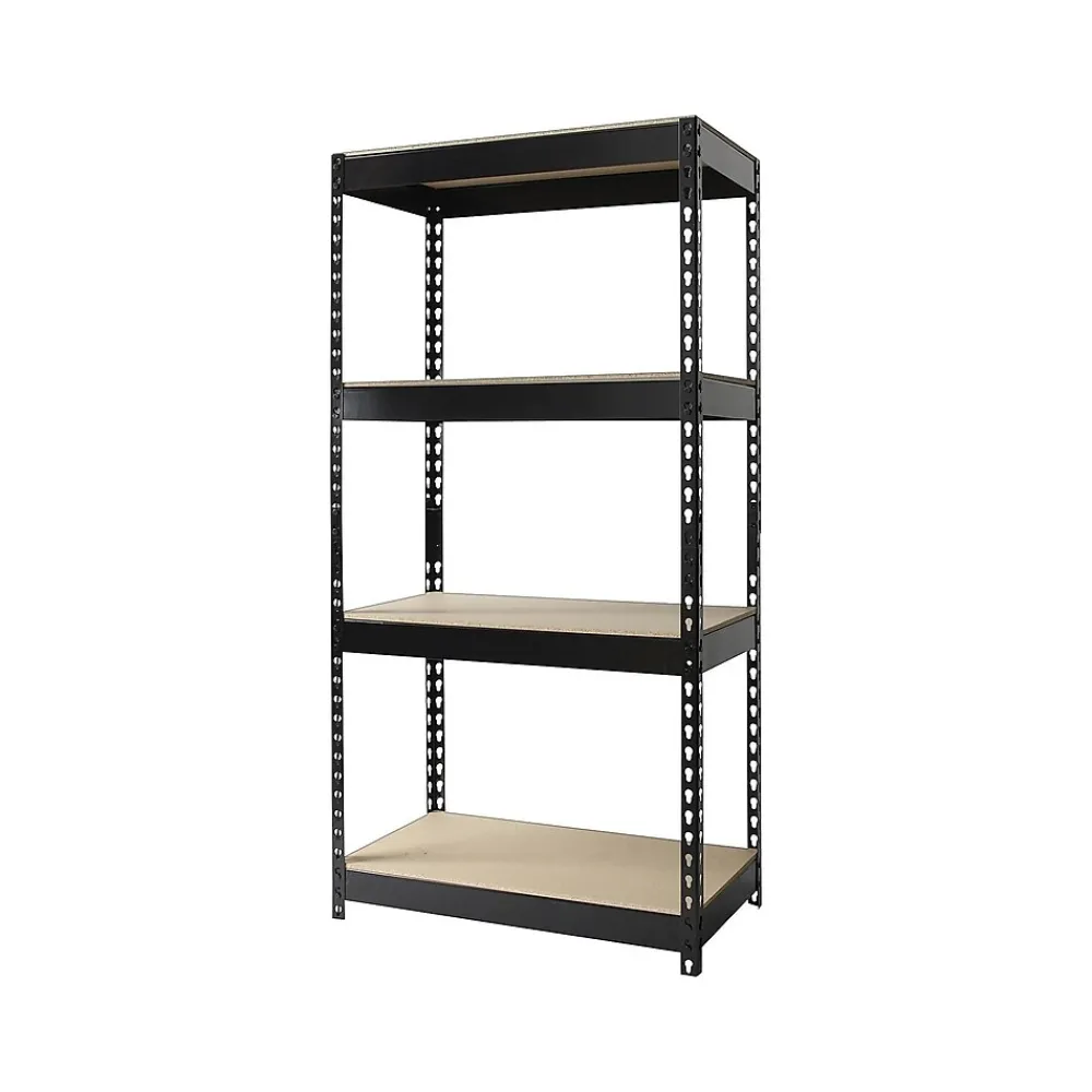 Shelving*Iron Horse Rivet Series 4-Shelf Metal Unit, 30"W, Black (17125)