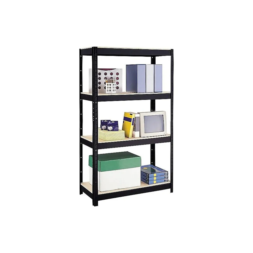 Shelving*Iron Horse Rivet Series 4-Shelf Metal Unit, 30"W, Black (17125)