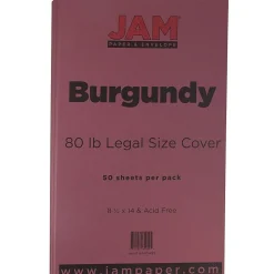 Card Stock*JAM Paper 80 lb. Cardstock Paper, 8.5" x 14", Burgundy, 50 Sheets/Pack (64429495)