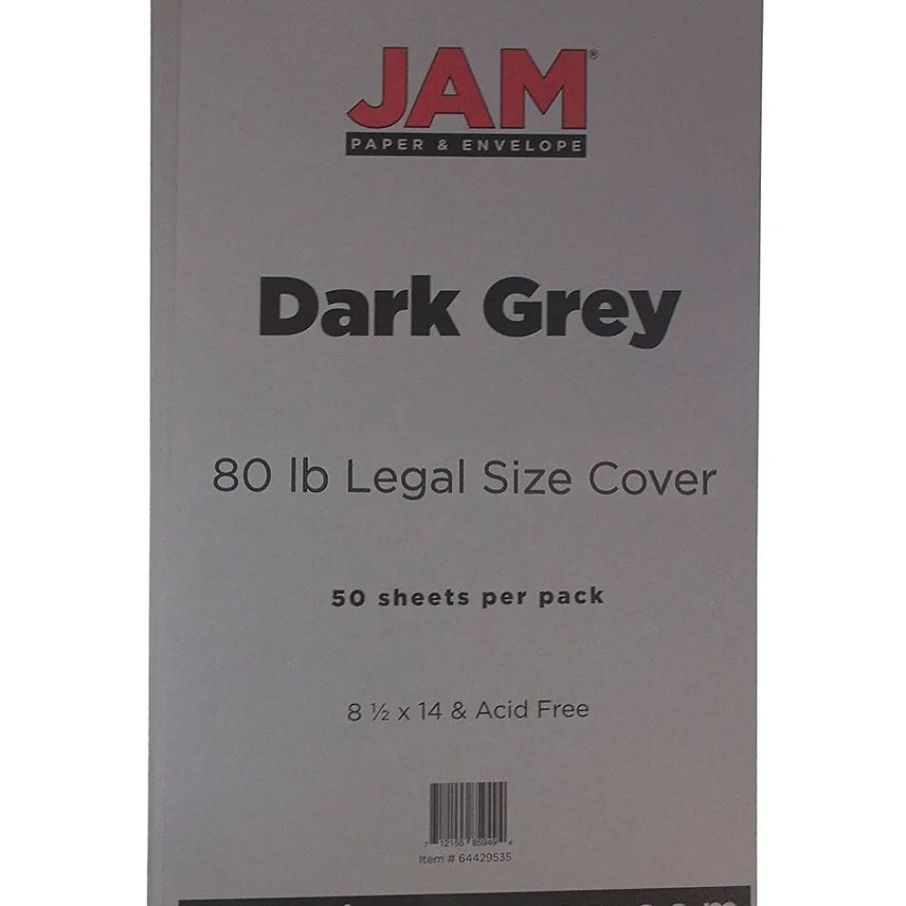 Card Stock*JAM Paper 80 lb. Cardstock Paper, 8.5" x 14", Dark Gray, 50 Sheets/Pack (64429535)
