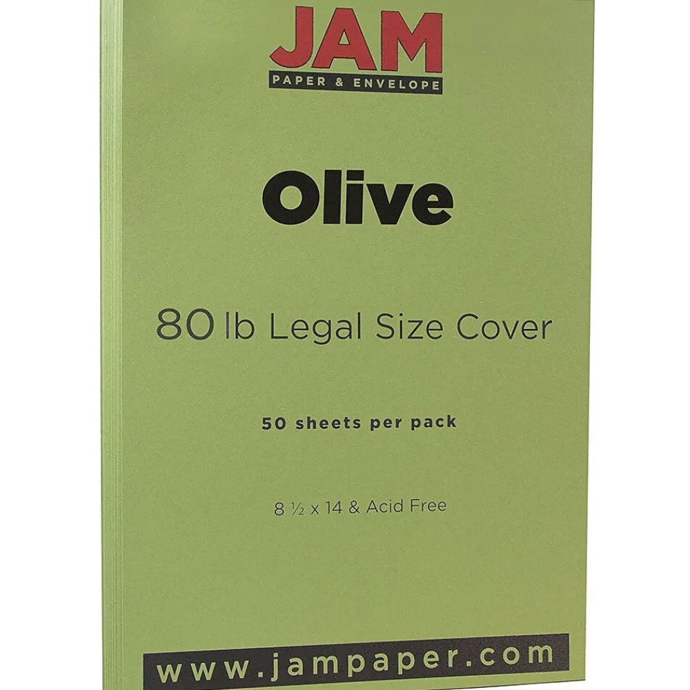 Card Stock*JAM Paper 80 lb. Cardstock Paper, 8.5" x 14", Olive Green, 50 Sheets/Pack (16729372)