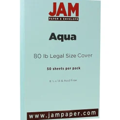 Card Stock*JAM Paper 80 lb. Cardstock Paper, 8.5" x 14", Aqua Blue, 50 Sheets/Pack (16729312)