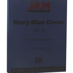 Card Stock*JAM Paper 80 lb. Cardstock Paper, 8.5" x 11", Navy Blue, 50 Sheets/Pack (LEBA242)