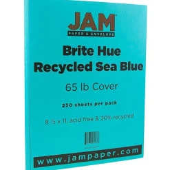 Card Stock*JAM Paper 65 lb. Cardstock Paper, 8.5" x 11", Sea Blue, 250 Sheets/Ream (102677B)