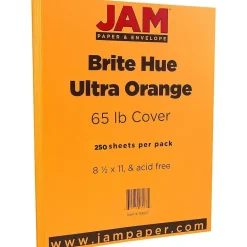 Card Stock*JAM Paper 65 lb. Cardstock Paper, 8.5" x 11", Ultra Orange, 250 Sheets/Ream (151027B)