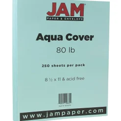 Card Stock*JAM Paper 80 lb. Cardstock Paper, 8.5" x 11", Aqua Blue, 250 Sheets/Ream (1524370B)