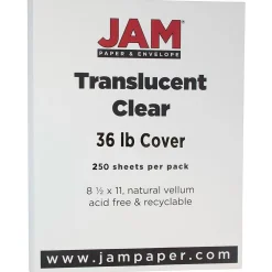 Card Stock*JAM Paper 36 lb. Cover Paper, 8.5" x 11", Clear, 250 Sheets/Ream (1566B)