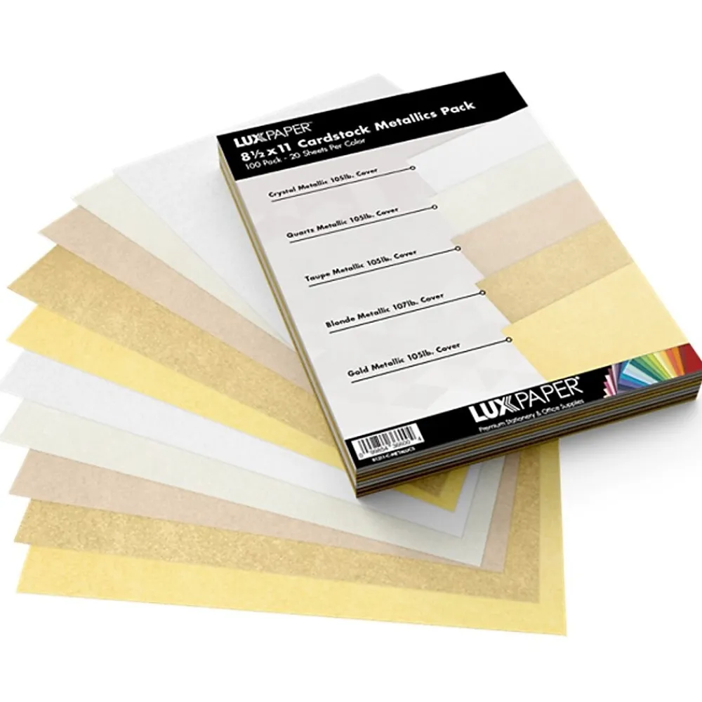 Card Stock*JAM Paper 8.5" x 11" Cardstock, 100lb, Metallics Variety Pack, 100/pack (81211-C-MTLLC-1)