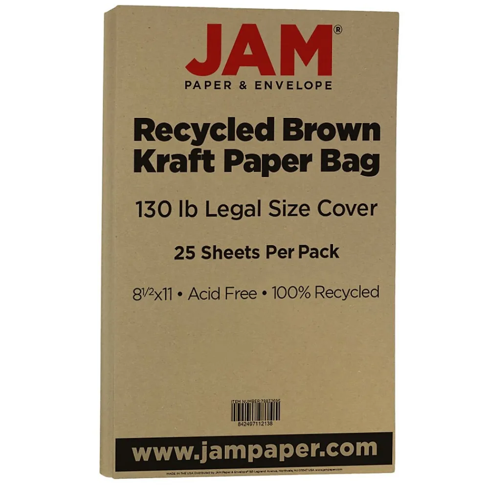 Card Stock*JAM Paper Extra Heavyweight Cardstock Paper, 130 lbs., 8.5" x 14", Brown Kraft, 25 Sheets/Pack (78832697)