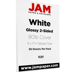 Card Stock*JAM Paper Glossy 2-Sided Tabloid Cardstock, 80 lb., 11