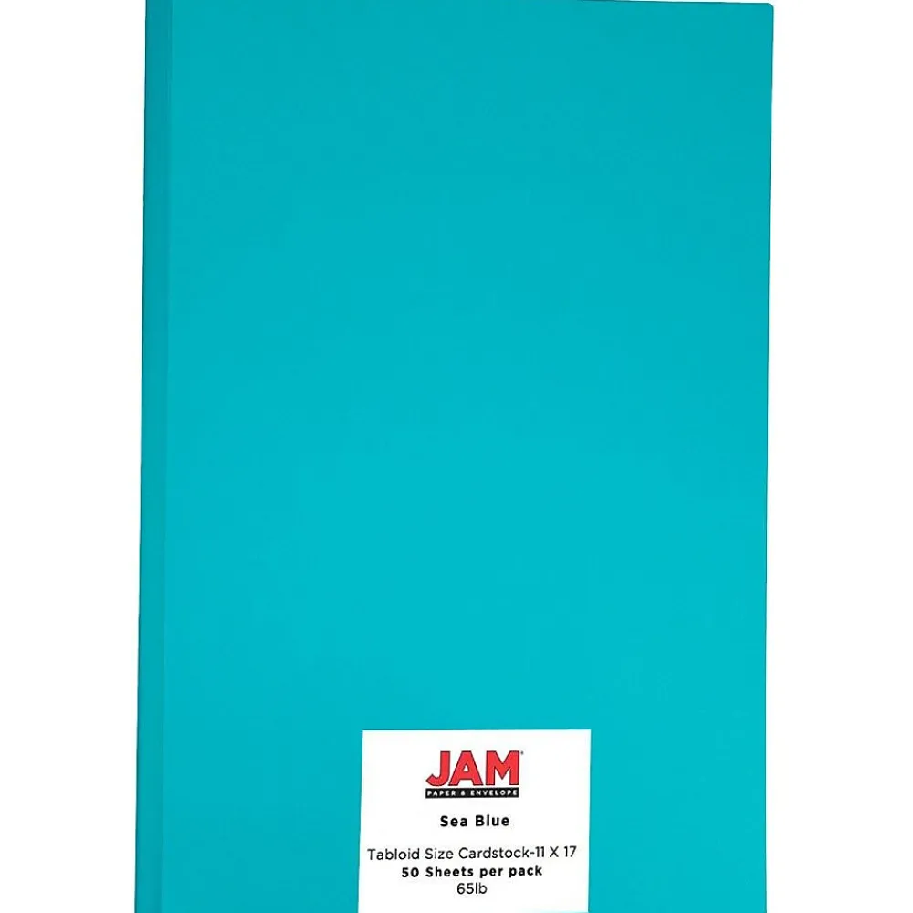 Card Stock*JAM Paper Ledger 65 lb. Cardstock Paper, 11" x 17", Sea Blue, 50 Sheets/Pack (16728482)