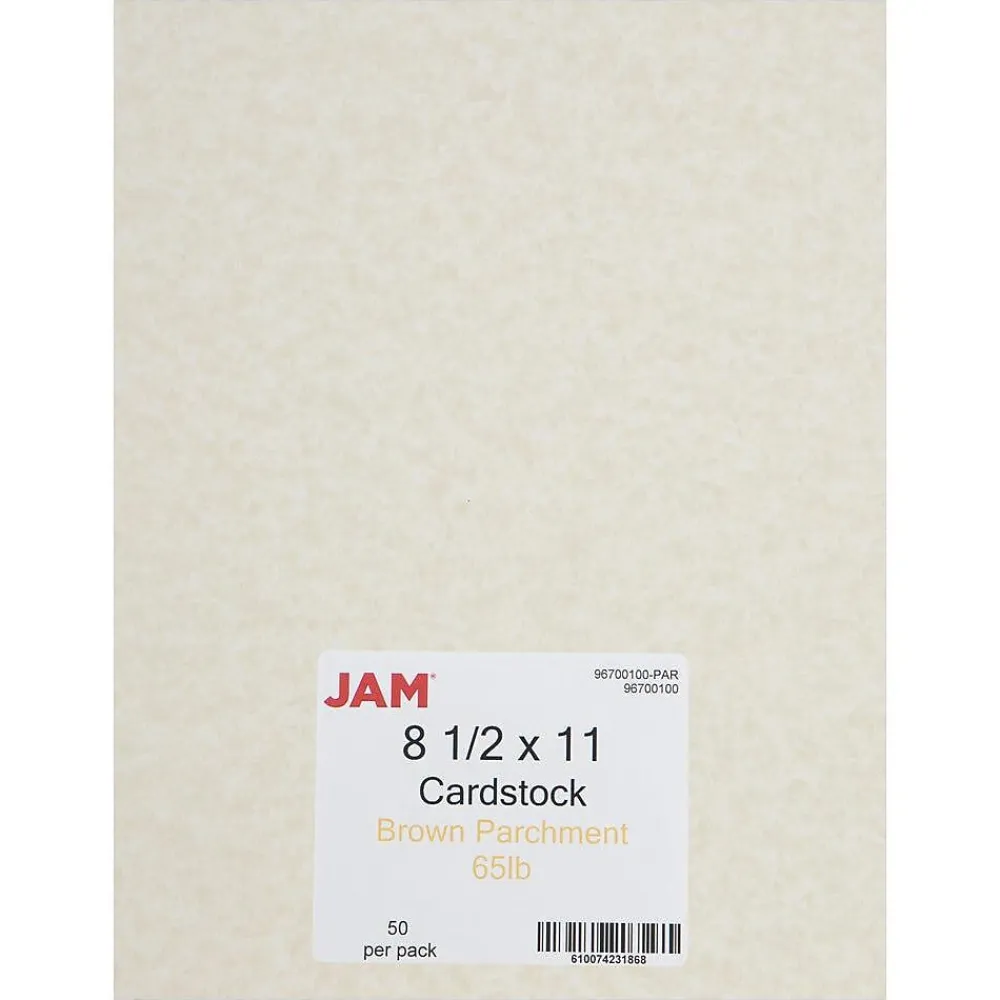 Card Stock*JAM Paper Parchment 65 lb. Cardstock Paper, 8.5" x 11", Light Brown, 50 Sheets/Pack (96700100)