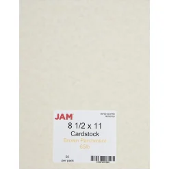 Card Stock*JAM Paper Parchment 65 lb. Cardstock Paper, 8.5" x 11", Brown, 250 Sheets/Ream (96700100B)