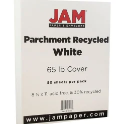 Card Stock*JAM Paper Parchment 65 lb. Cardstock Paper, 8.5" x 11", White, 50 Sheets/Pack (171114)