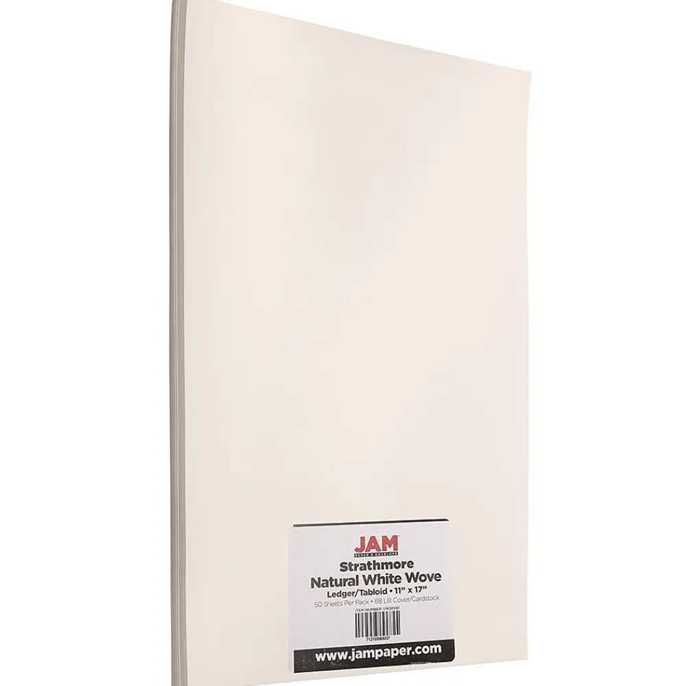 Card Stock*JAM Paper Strathmore 88 lb. Cardstock Paper, 11" x 17", Natural White, 50 Sheets/Pack (17430341)