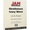 Resume Paper*JAM Paper ® Strathmore 24lb Paper, 8.5 x 11, Ivory Wove, 100 Sheets/Pack (191259)