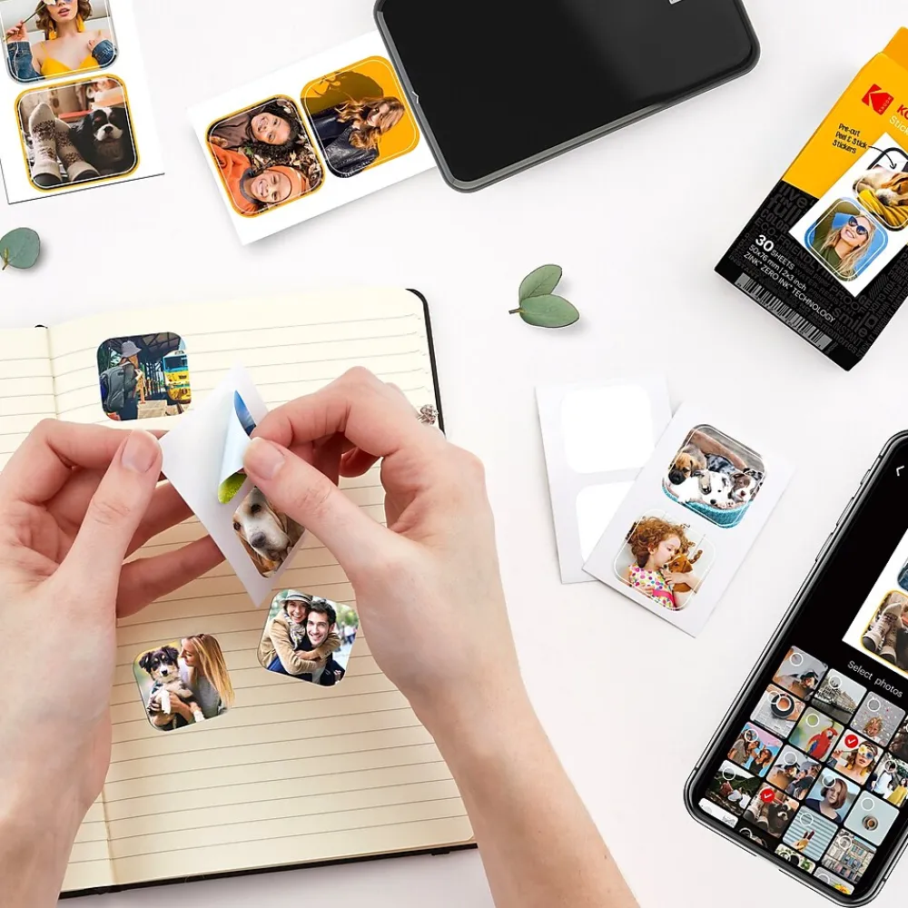Photo Paper*Kodak Zink Premium Pre-Cut Sticker Photo Paper, 2" x 3", 30 Sheets/Pack (RODZ2X330C)