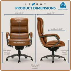Ergonomic Chairs*La-Z-Boy Aberdeen Ergonomic Bonded Leather Swivel Computer and Desk Chair, (51545-CAM) Camel