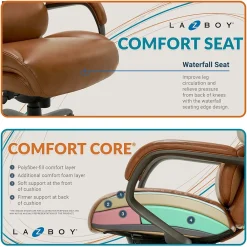 Ergonomic Chairs*La-Z-Boy Aberdeen Ergonomic Bonded Leather Swivel Computer and Desk Chair, (51545-CAM) Camel