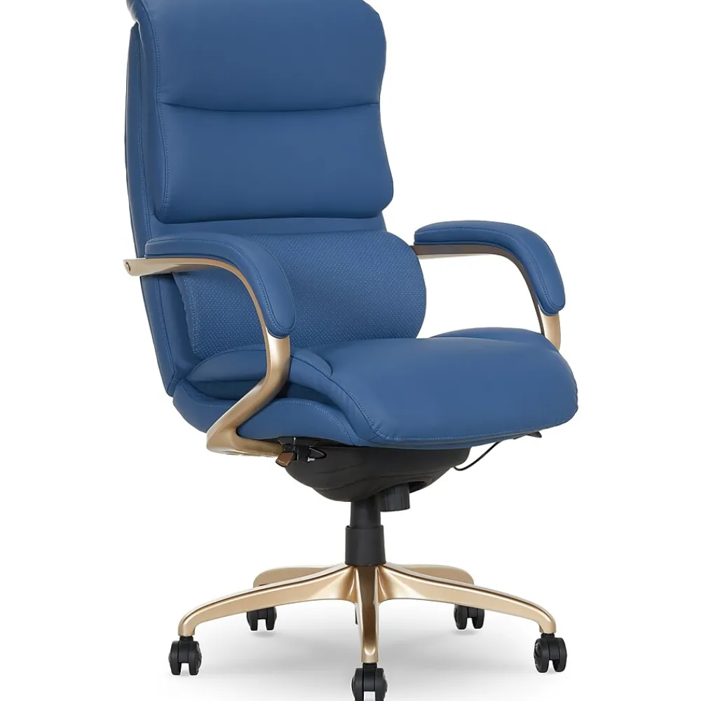 Office Chairs*La-Z-Boy Aberdeen Ergonomic Bonded Leather Swivel Executive Chair, Blue (51545-BLU)