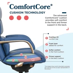 Office Chairs*La-Z-Boy Aberdeen Ergonomic Bonded Leather Swivel Executive Chair, Blue (51545-BLU)