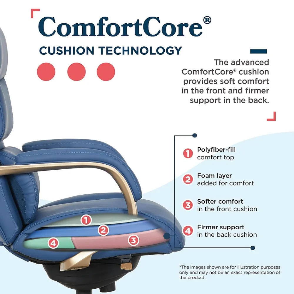 Office Chairs*La-Z-Boy Aberdeen Ergonomic Bonded Leather Swivel Executive Chair, Blue (51545-BLU)