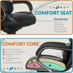 Ergonomic Chairs*La-Z-Boy Aberdeen Leather Computer and Desk Chair, (51545) Black
