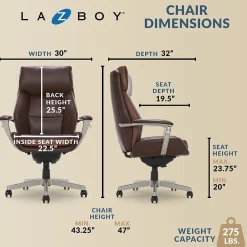Ergonomic Chairs*La-Z-Boy Alton Ergonomic Bonded Leather Swivel Executive Chair, (51544-BRN) Brown