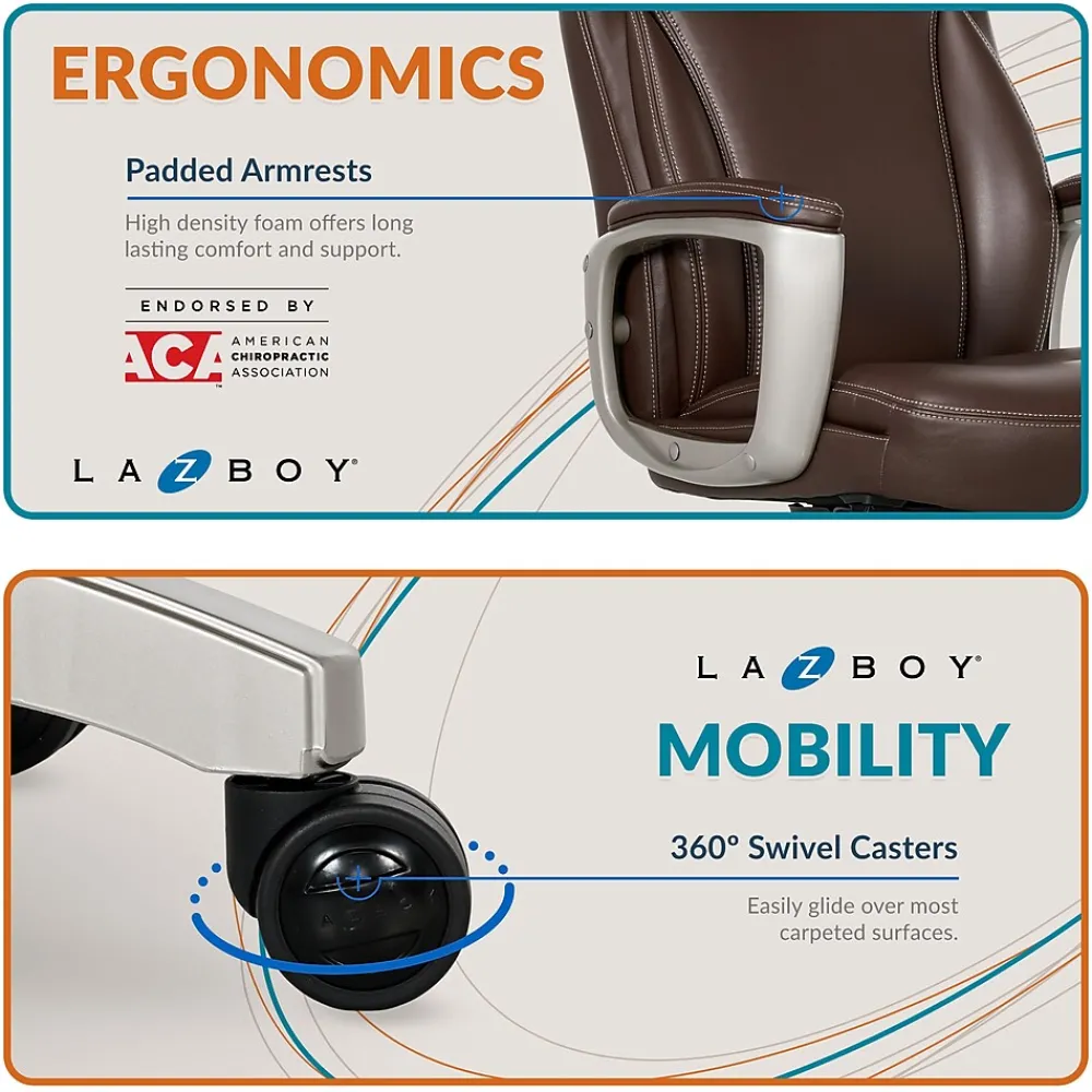 Ergonomic Chairs*La-Z-Boy Arcadian Bonded Leather Executive Chair, (60008) Brown