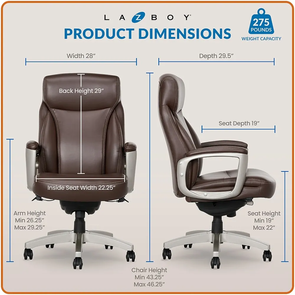 Ergonomic Chairs*La-Z-Boy Arcadian Bonded Leather Executive Chair, (60008) Brown