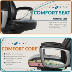 Ergonomic Chairs*La-Z-Boy Arcadian Bonded Leather Executive Chair, (60009) Black