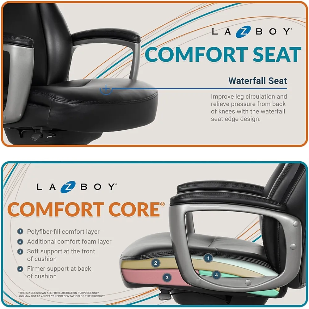 Ergonomic Chairs*La-Z-Boy Arcadian Bonded Leather Executive Chair, (60009) Black