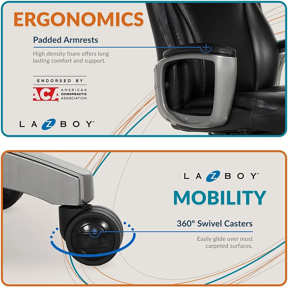 Ergonomic Chairs*La-Z-Boy Arcadian Bonded Leather Executive Chair, (60009) Black