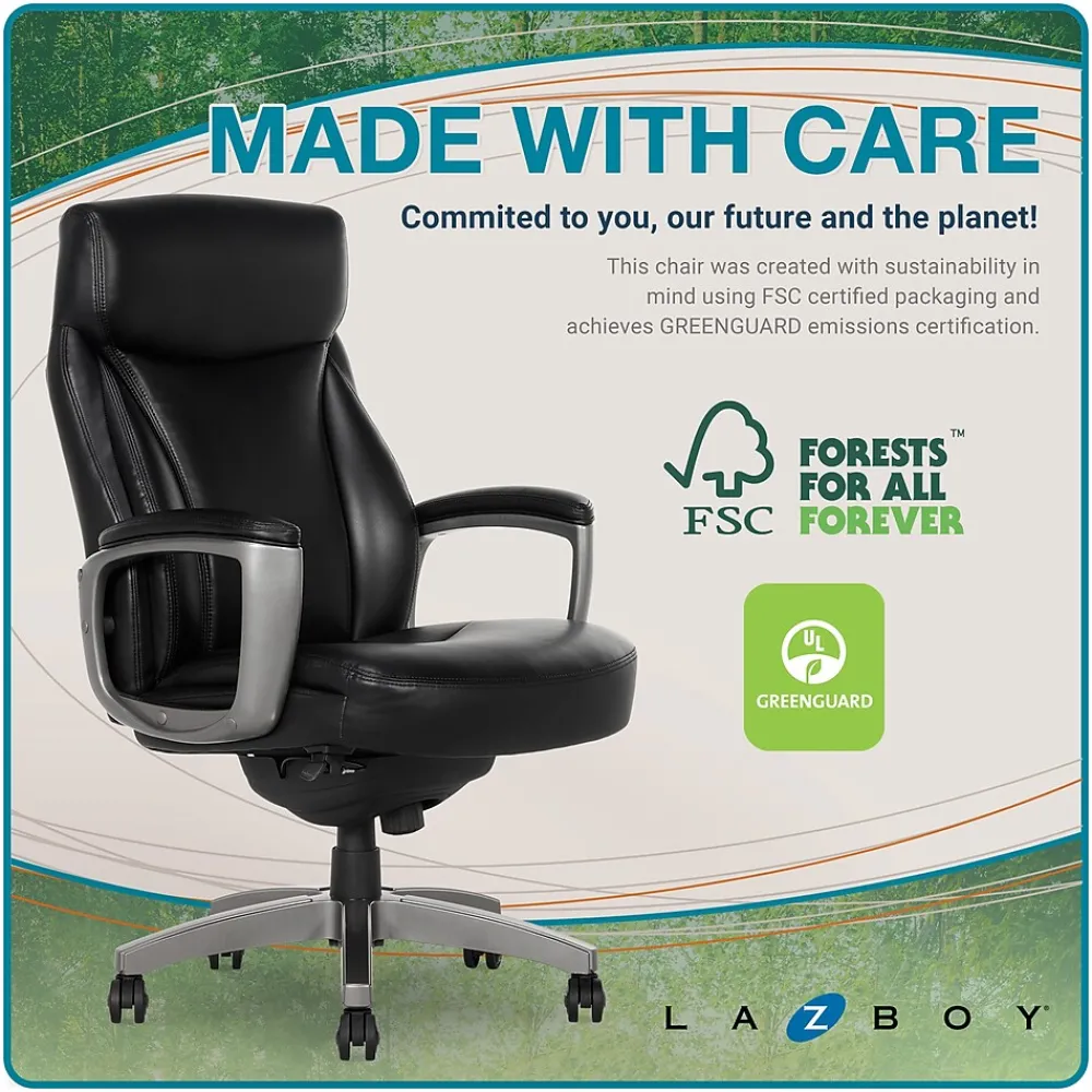 Ergonomic Chairs*La-Z-Boy Arcadian Bonded Leather Executive Chair, (60009) Black