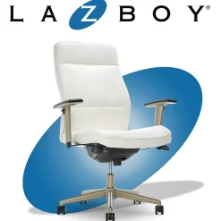 Office Chairs*La-Z-Boy Baylor Ergonomic Faux Leather Swivel Executive Chair, White (CHR10085A)