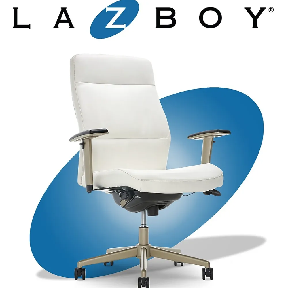 Office Chairs*La-Z-Boy Baylor Ergonomic Faux Leather Swivel Executive Chair, White (CHR10085A)