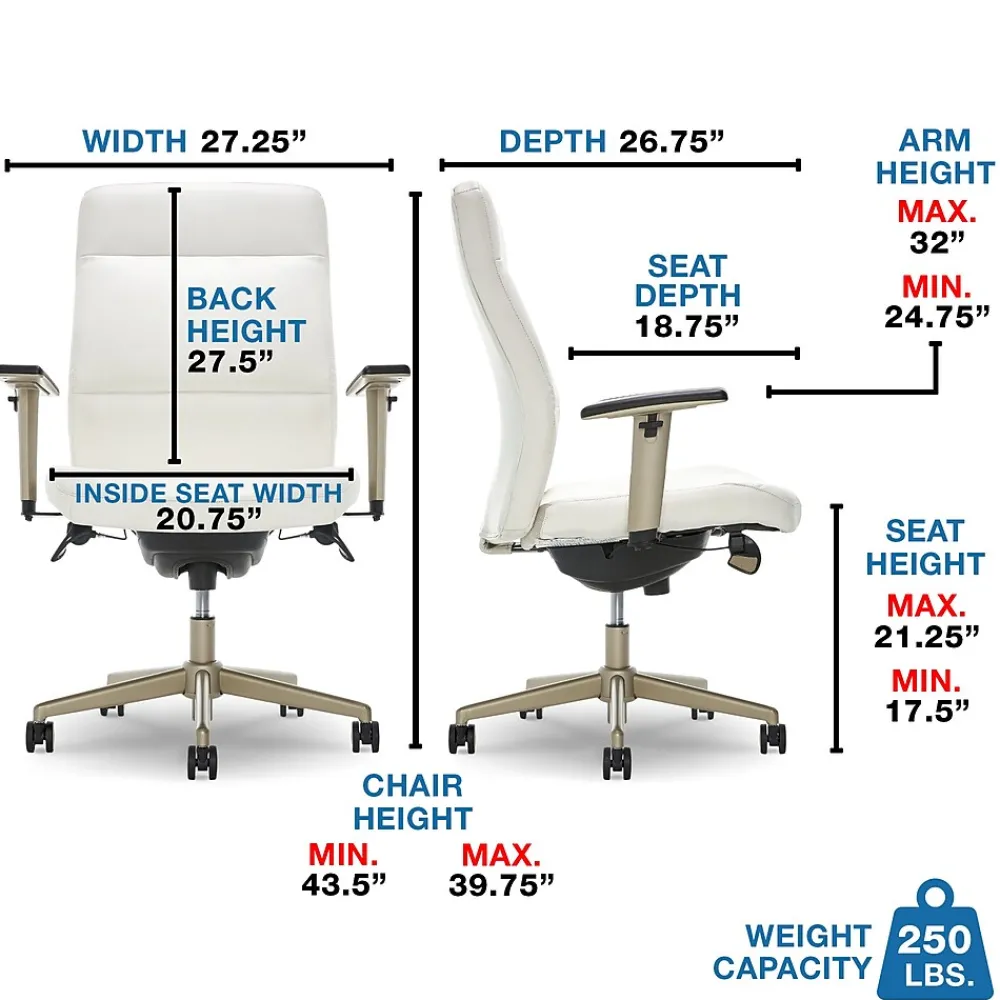 Office Chairs*La-Z-Boy Baylor Ergonomic Faux Leather Swivel Executive Chair, White (CHR10085A)