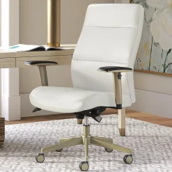 Office Chairs*La-Z-Boy Baylor Ergonomic Faux Leather Swivel Executive Chair, White (CHR10085A)