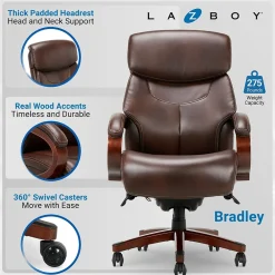 Ergonomic Chairs*La-Z-Boy Bradley Bonded Leather Executive Chair, Roasted Chestnut (44762) Brown