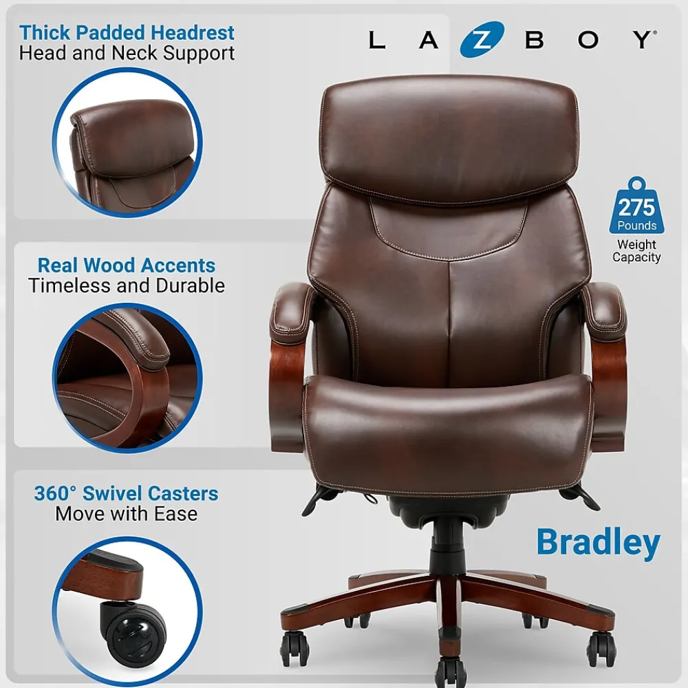 Ergonomic Chairs*La-Z-Boy Bradley Bonded Leather Executive Chair, Roasted Chestnut (44762) Brown