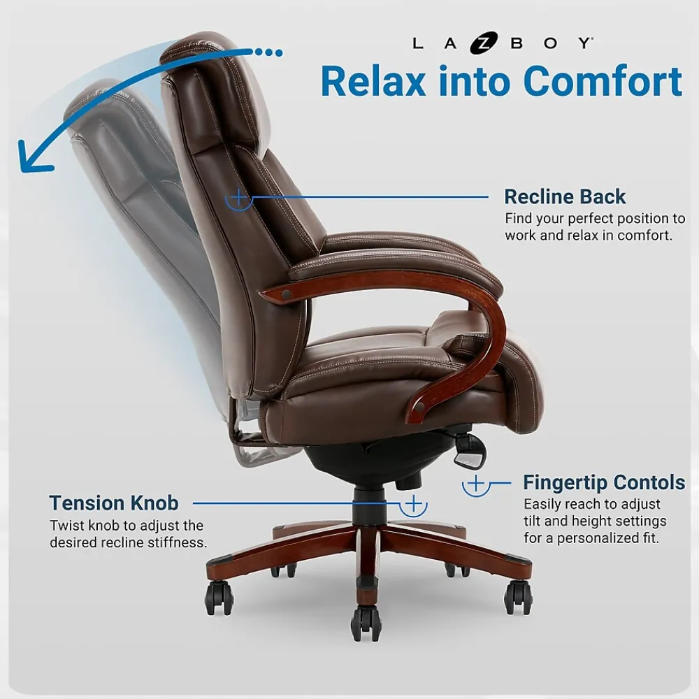 Ergonomic Chairs*La-Z-Boy Bradley Bonded Leather Executive Chair, Roasted Chestnut (44762) Brown