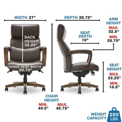 Office Chairs*La-Z-Boy Greyson Ergonomic Bonded Leather Swivel Executive Chair, Brown (CHR10086C)